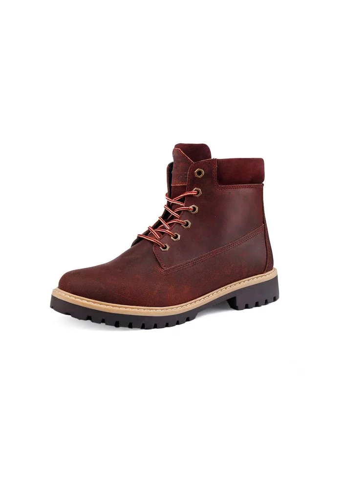 Bacca Bucci Maroon Bullet Splash Proof Leather Boots for Biking & Hiking for Men | Best Price UAE